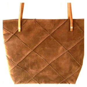 Faux brown suede tote bag by Elaine Arsenault